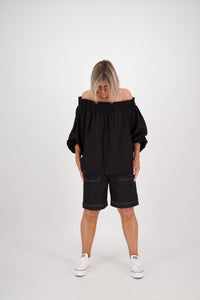 OFF THE SHOULDER TOP BLACK